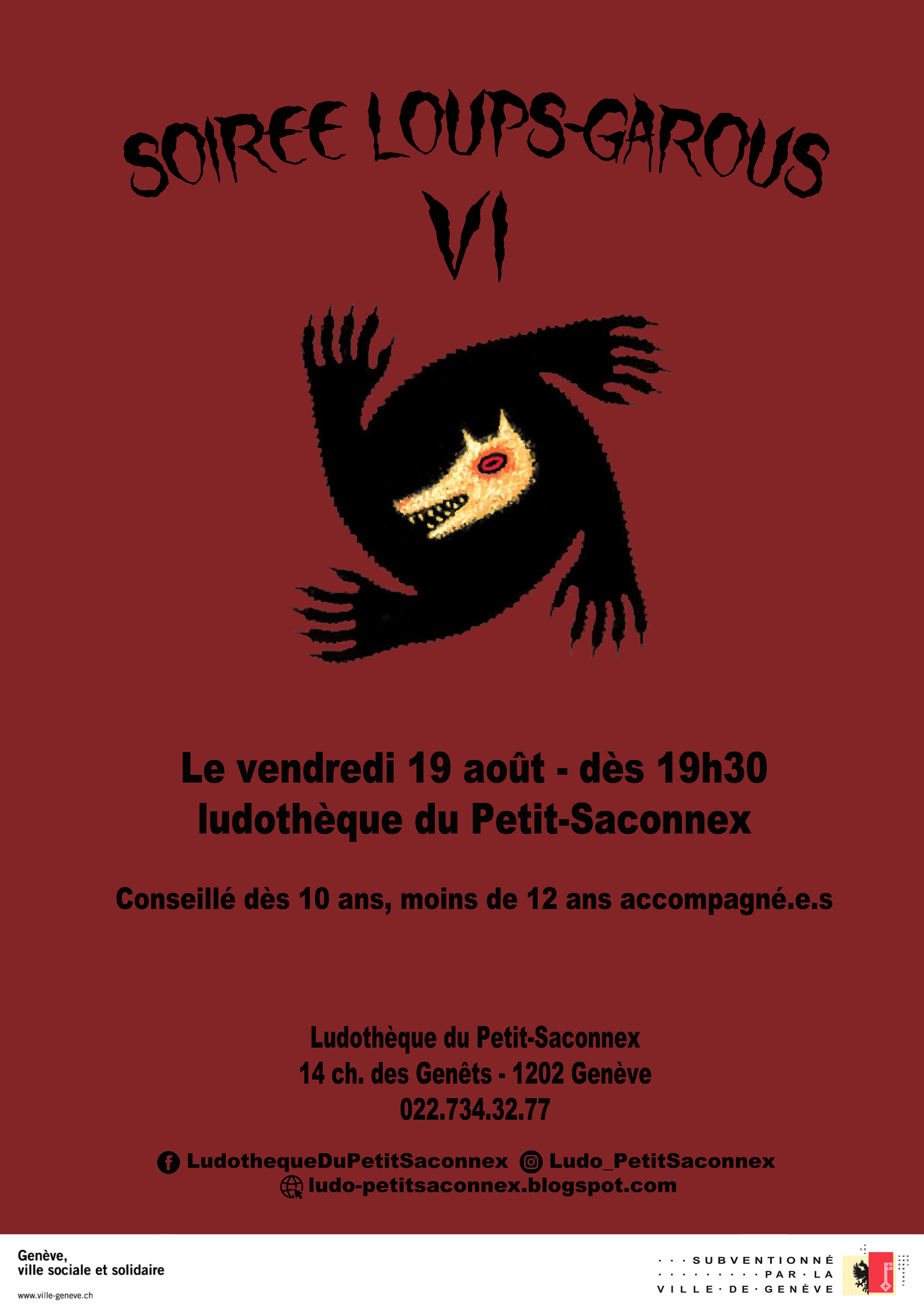 Affiche soirée jeu "loups Garous de Thierceliex"