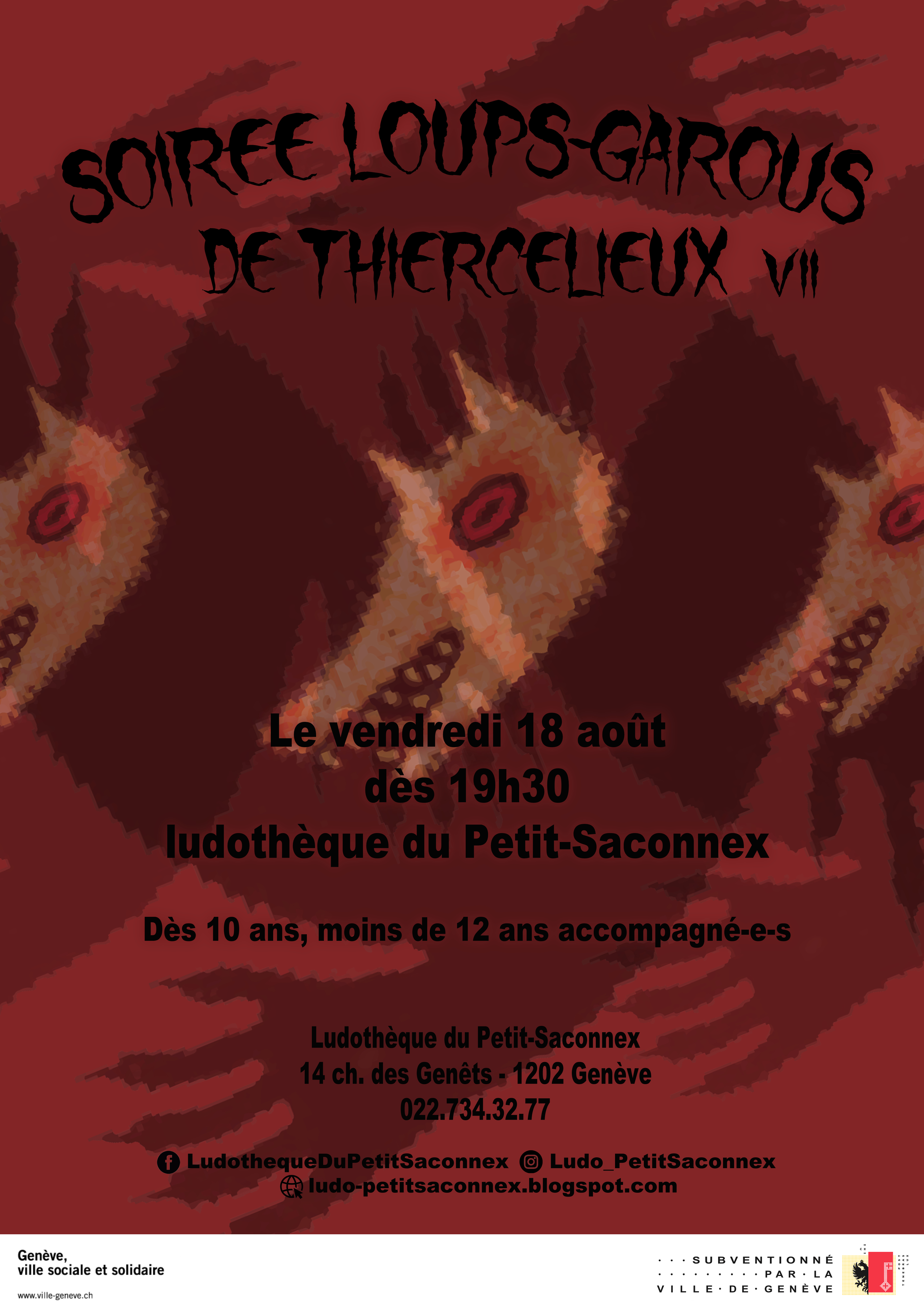 Affiche soirée jeu "loups Garous de Thierceliex"